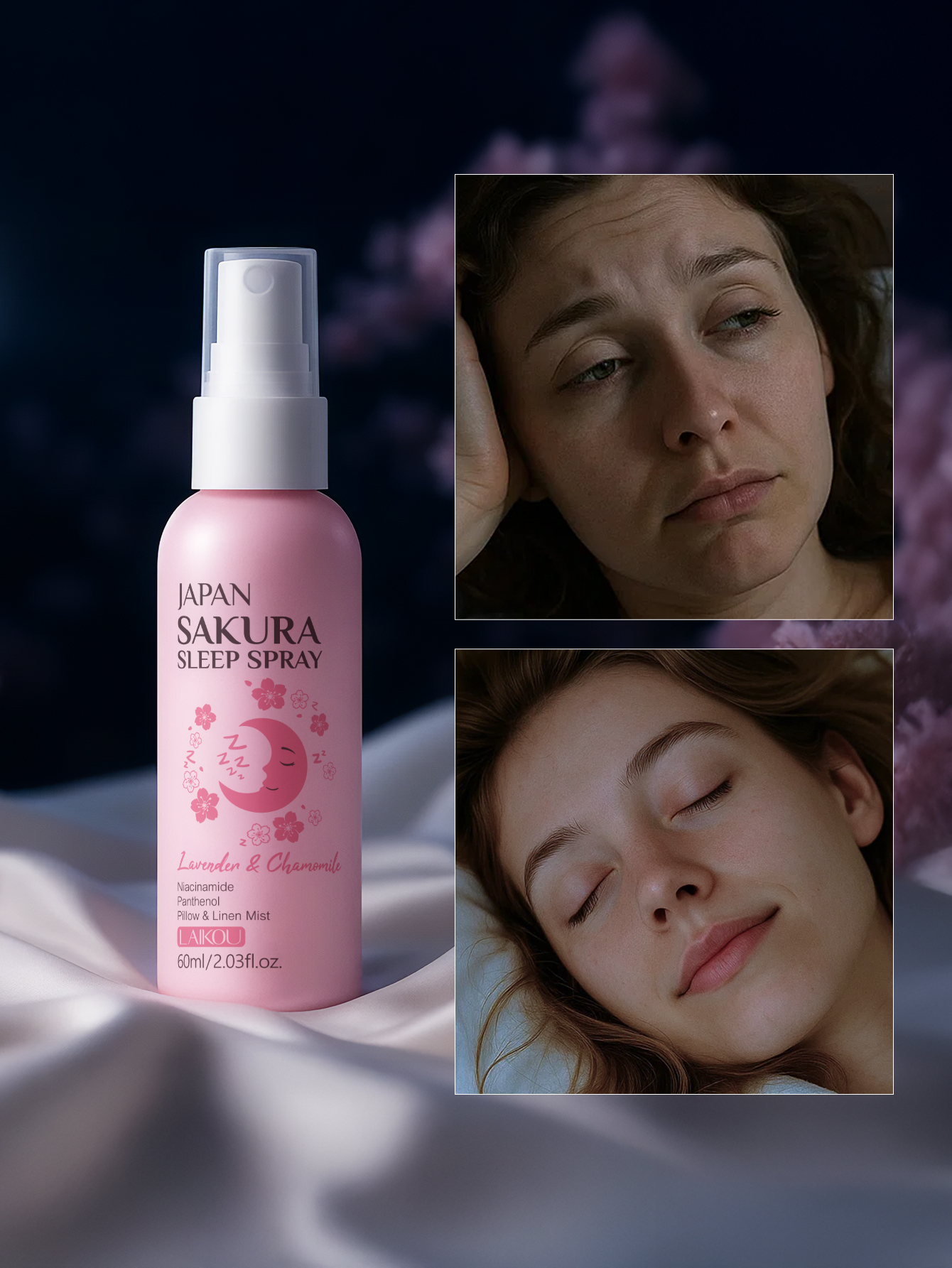 Lavender Pillow Spray - LAIKOU Japan Sakura Sleep Spray 60ml