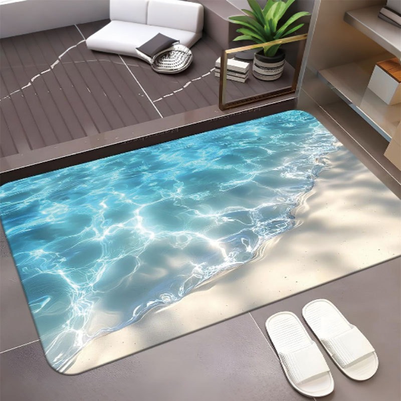 Blue Ocean Wave Pattern Bath M - Home Fragrance Ocean Breeze review and price